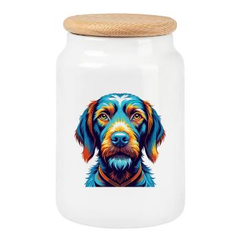 Drahthaarige Vizsla Hunderasse Karikatur Kawaii - Keksdose mit Holzdeckel - Weiß - Vorne