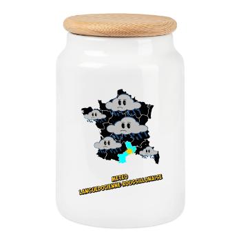 Météo Languedocienne - Roussillonnaise - Boîte à biscuits avec couvercle en bois - blanc - Devant