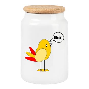 DRAPEAU DU PAYS ESPAGNE OISEAU ESPAGNOL - Boîte à biscuits avec couvercle en bois - blanc - Devant