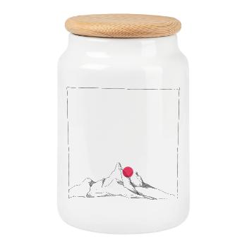 Orbe Pétale Minimal - Boîte à biscuits avec couvercle en bois - blanc - Devant