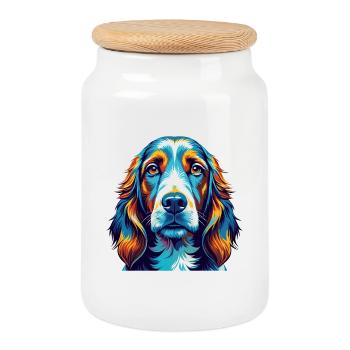 Basset Fauve De Bretagne Dog Breed Cartoon Kawaii - Cookie Jar with Wooden Lid - white - Front