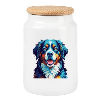 Bouvier Bernois Race Coloré Dessin Animé Kawaii - Boîte à biscuits avec couvercle en bois - blanc - Devant