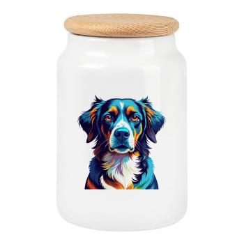 Braque Auvergne Chien Race Coloré Dessin Animé Kawaii - Boîte à biscuits avec couvercle en bois - blanc - Devant