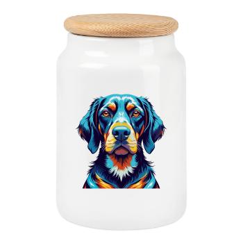 Chien de montagne bavarois Chien race dessin animé Kawaii - Boîte à biscuits avec couvercle en bois - blanc - Devant