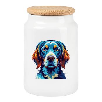 Auvergne chien d’arrêt race dessin animé Kawaii - Boîte à biscuits avec couvercle en bois - blanc - Devant