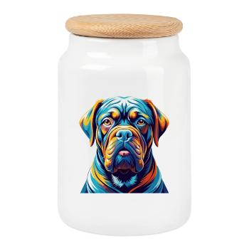 Bordeauxdogge Hunderasse Karikatur Kawaii - Keksdose mit Holzdeckel - Weiß - Vorne