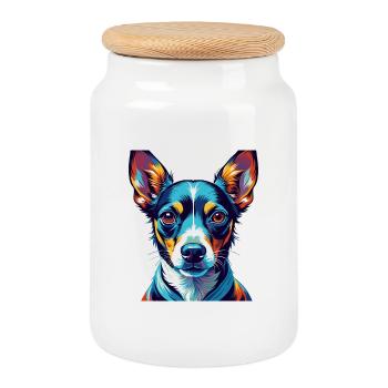 Decker Rat Terrier Hunderasse Karikatur Kawaii - Keksdose mit Holzdeckel - Weiß - Vorne