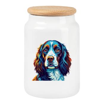 English Springer Spaniel Hunderasse Karikatur Kawaii - Keksdose mit Holzdeckel - Weiß - Vorne