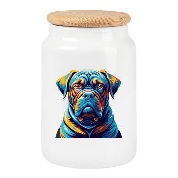 Französisch Bordeaux Mastiff Hunderasse Karikatur Kawaii - Keksdose mit Holzdeckel - Weiß - Vorne