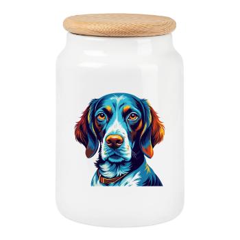 Braque de Gascogne Chien Race Dessin Animé Kawaii - Boîte à biscuits avec couvercle en bois - blanc - Devant