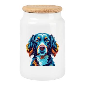 German Longhaired Pointer Dog Breed Cartoon Kawaii - Cookie Jar with Wooden Lid - white - Front