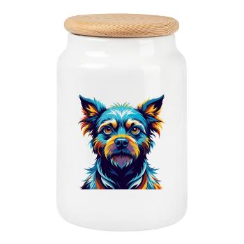 Griffon Nivernais Hunderasse Karikatur Kawaii - Keksdose mit Holzdeckel - Weiß - Vorne