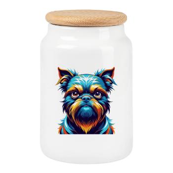 Griffon Bruxellois Hunderasse Karikatur Kawaii - Keksdose mit Holzdeckel - Weiß - Vorne