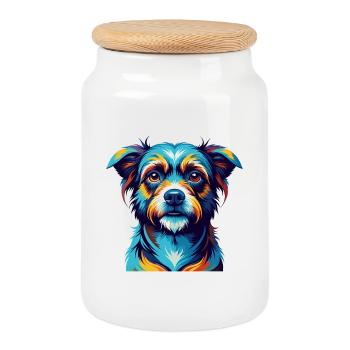 Hamiltonstovare Race de chien Coloré Dessin animé Kawaii - Boîte à biscuits avec couvercle en bois - blanc - Devant