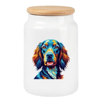 Irish Setter Dog Breed Colorful Cartoon Kawaii - Cookie Jar with Wooden Lid - white - Front