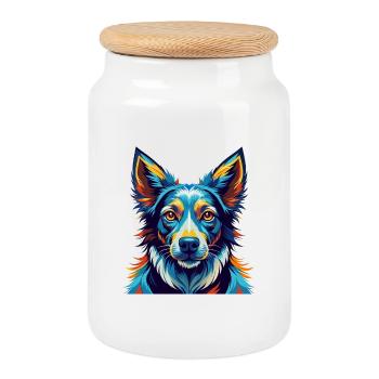 Indischer Paria Hund Rasse Bunt Karikatur Kawaii - Keksdose mit Holzdeckel - Weiß - Vorne