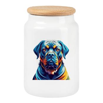 Majorque Mastiff Chien Race Coloré Dessin Animé Kawaii - Boîte à biscuits avec couvercle en bois - blanc - Devant