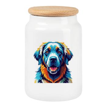 Ungarische Kuvasz Hunderasse Bunte Karikatur Kawaii - Keksdose mit Holzdeckel - Weiß - Vorne