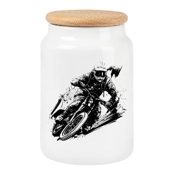 BMX Bike - Cookie Jar with Wooden Lid - white - Front