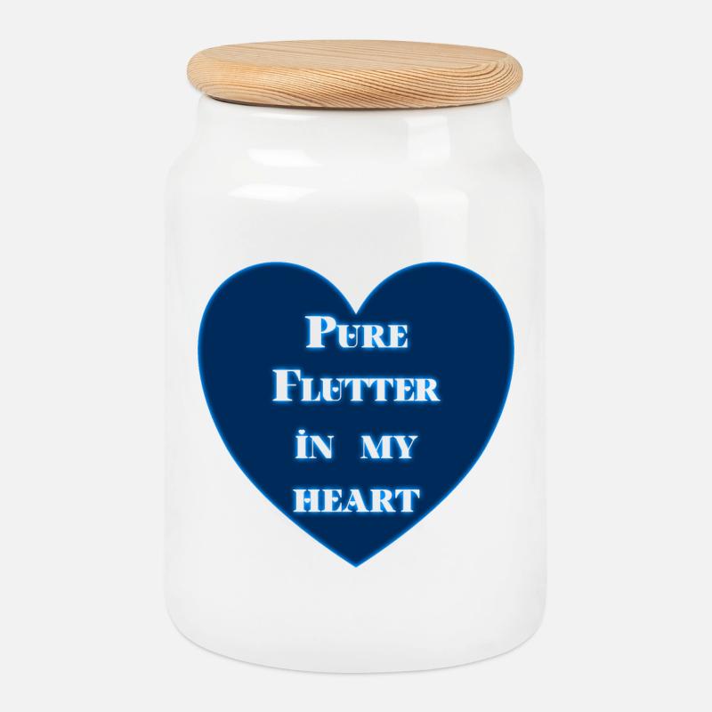 Pure Flutter In My Heart - Cookie Jar with Wooden Lid - white