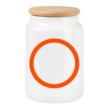 Emblème du cercle orange fluo - Boîte à biscuits avec couvercle en bois - blanc - Devant