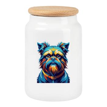 Brüsseler Griffon Hunderasse Bunte Karikatur Kawaii - Keksdose mit Holzdeckel - Weiß - Vorne