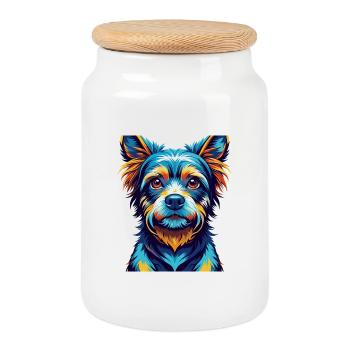 Braque du Bourbonnais Chien Race Dessin Animé Kawaii - Boîte à biscuits avec couvercle en bois - blanc - Devant