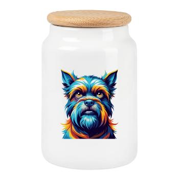 Belgische Griffon Hunderasse Bunte Karikatur Kawaii - Keksdose mit Holzdeckel - Weiß - Vorne