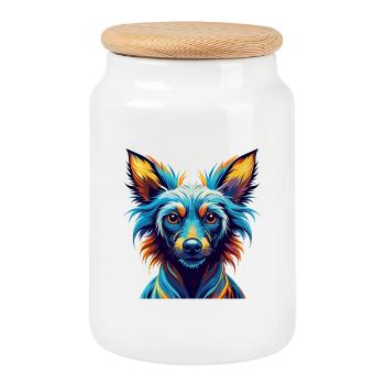 Péruvien Inca Orchidée Chien Race Dessin Animé Kawaii - Boîte à biscuits avec couvercle en bois - blanc - Devant