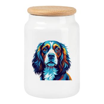 Pont Audemer Epagneul Chien Race Dessin Animé Kawaii - Boîte à biscuits avec couvercle en bois - blanc - Devant