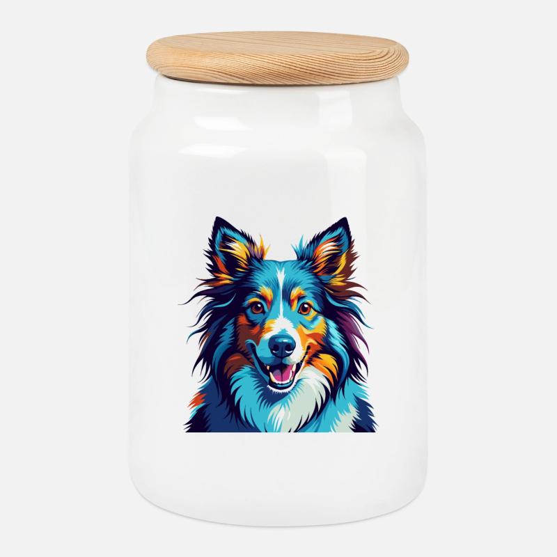 Sheltie Hunderasse Bunte Karikatur Kawaii - Keksdose mit Holzdeckel - Weiß