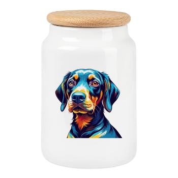 Plott Hound Chien Race Coloré Dessin Animé Kawaii - Boîte à biscuits avec couvercle en bois - blanc - Devant