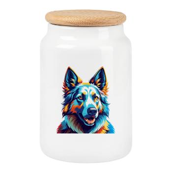 Weißer Schäferhund Hunderasse Bunte Karikatur Kawaii - Keksdose mit Holzdeckel - Weiß - Vorne