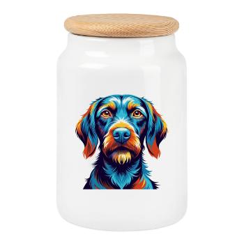 Drahthaarige Vizsla Hunderasse Karikatur Kawaii - Keksdose mit Holzdeckel - Weiß - Vorne