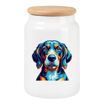 Chien courant de Transylvanie Race Dessin animé Kawaii - Boîte à biscuits avec couvercle en bois - blanc - Devant