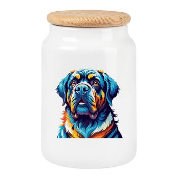Transmontano Mastiff Chien Race Dessin animé Kawaii - Boîte à biscuits avec couvercle en bois - blanc - Devant
