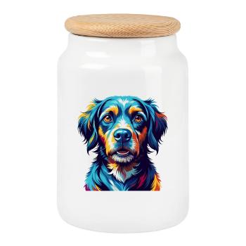 Tyroler Bracke Chien Race Coloré Dessin Animé Kawaii - Boîte à biscuits avec couvercle en bois - blanc - Devant