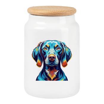 Braque de Weimar Chien Race Coloré Dessin Animé Kawaii - Boîte à biscuits avec couvercle en bois - blanc - Devant