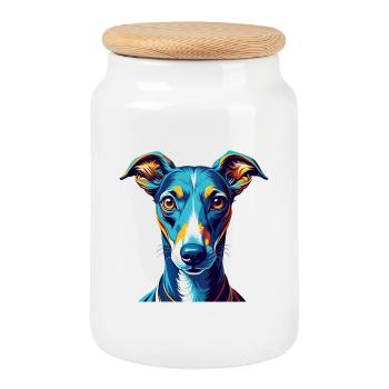 Whippet Hunderasse Bunte Karikatur Kawaii - Keksdose mit Holzdeckel - Weiß - Vorne