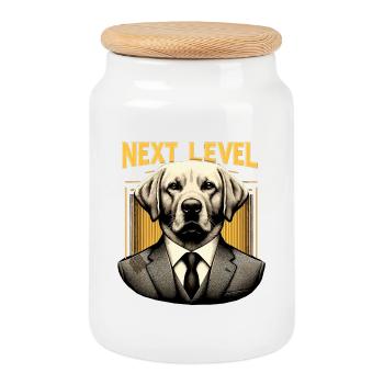 Dudley Labrador Suit Next Level Dog Gift - Cookie Jar with Wooden Lid - white - Front