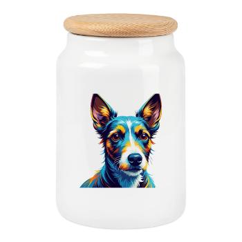 Glatter Foxterrier Hunderasse Karikatur Kawaii - Keksdose mit Holzdeckel - Weiß - Vorne