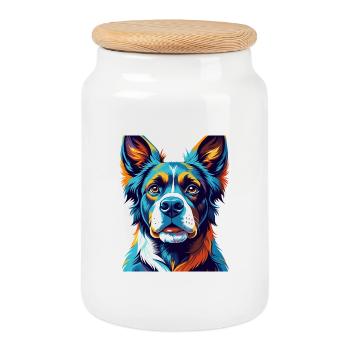 Schweizer Laufhund Hunderasse Bunte Karikatur Kawaii - Keksdose mit Holzdeckel - Weiß - Vorne