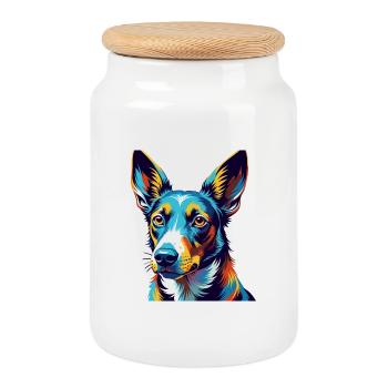 Podenco Canario Hunderasse Bunte Karikatur Kawaii - Keksdose mit Holzdeckel - Weiß - Vorne
