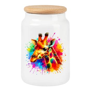 Giraffe - Keksdose mit Holzdeckel - Weiß - Vorne