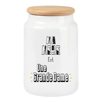 Ma Mère Est Une Grande Dame - Boîte à biscuits avec couvercle en bois - blanc - Devant