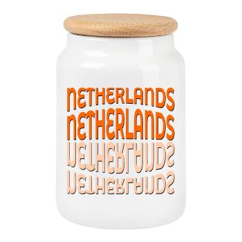 LETTRAGE PAYS-BAS HOLLANDE - Boîte à biscuits avec couvercle en bois - blanc - Devant
