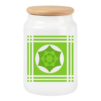 Jeu géométrique de couleurs en vert - Boîte à biscuits avec couvercle en bois - blanc - Devant