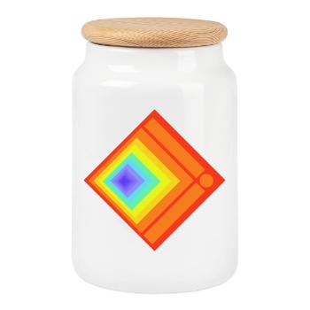 Jeux géométriques de couleurs et de motifs - Boîte à biscuits avec couvercle en bois - blanc - Devant