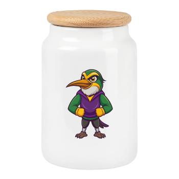 Bee Eater Drôle Kawaii Dessin animé Personnage Clipart - Boîte à biscuits avec couvercle en bois - blanc - Devant