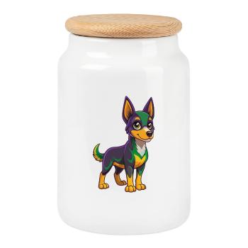 Australischer Kelpie Hund Lustige Kawaii Cartoon Clipart - Keksdose mit Holzdeckel - Weiß - Vorne